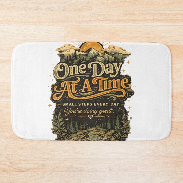 Item preview, One Day At A Time Mountain Motivation designed and sold by NeuroJoyStudio.