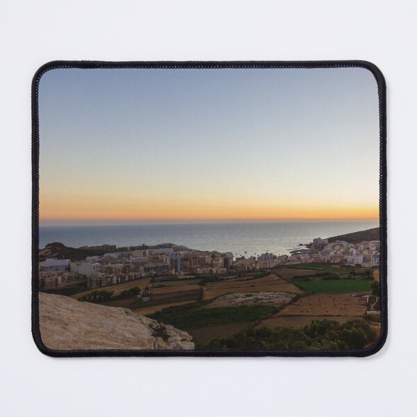 Item preview, Sunset Over Coastal Village and Rolling Hills With Sea Horizon and Warm Evening Light designed and sold by Nmallia.