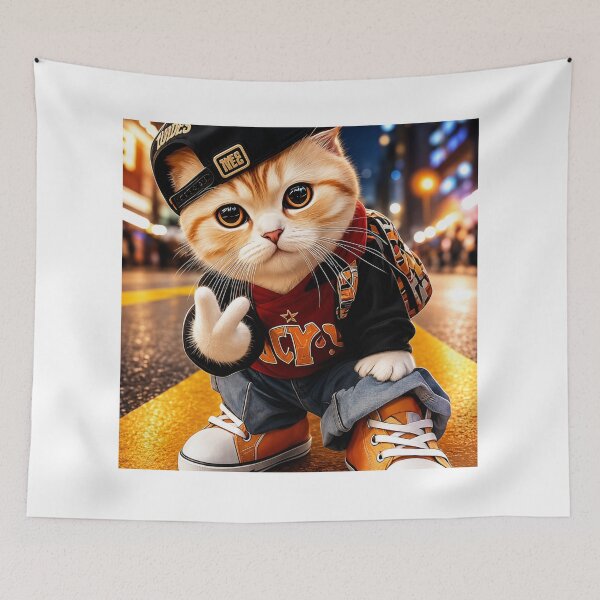 Item preview, Hip Hop Street Cat Cartoon Sticker – Cute Urban Kitty Graphic designed and sold by MAStrends.