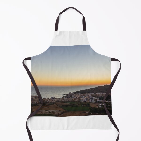 Item preview, Sunset Over Coastal Village and Rolling Hills With Sea Horizon and Warm Evening Light designed and sold by Nmallia.