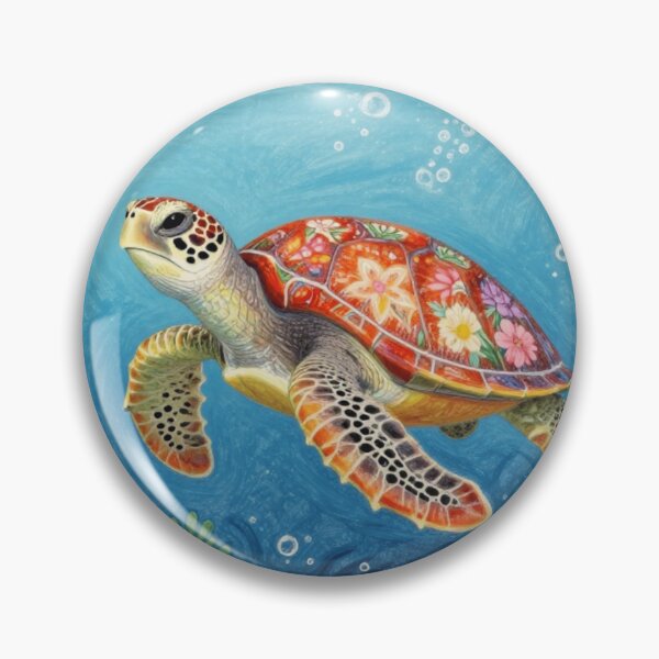 Item preview, Cute Ocean Turtle With Floral Shell Swimming Through Coral Garden designed and sold by RandomWalker.
