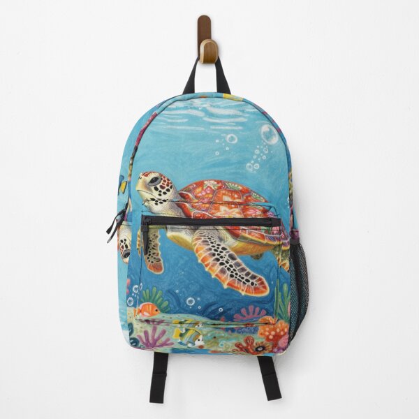 Item preview, Cute Ocean Turtle With Floral Shell Swimming Through Coral Garden designed and sold by RandomWalker.