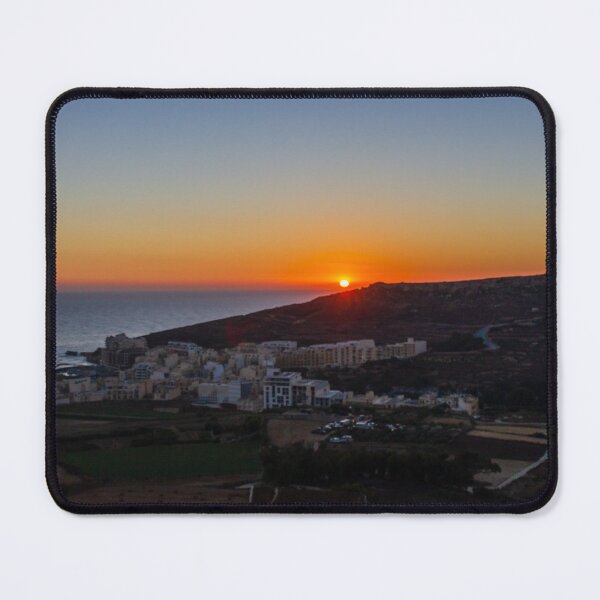 Item preview, Sunset Over Coastal Village and Rolling Hills With Sea Horizon and Warm Evening Light designed and sold by Nmallia.