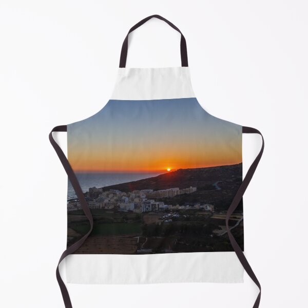 Item preview, Sunset Over Coastal Village and Rolling Hills With Sea Horizon and Warm Evening Light designed and sold by Nmallia.