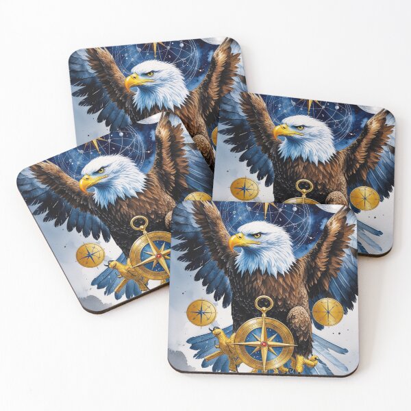 Item preview, Majestic Bald Eagle Compass | Patriotic Adventure Watercolor Art designed and sold by Biedroneczka.