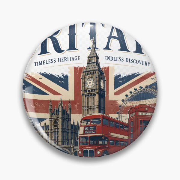 Item preview, Britain Vintage Travel Poster – Big Ben, London Bus & Union Jack | British Culture & Heritage Design designed and sold by ColorClouds.
