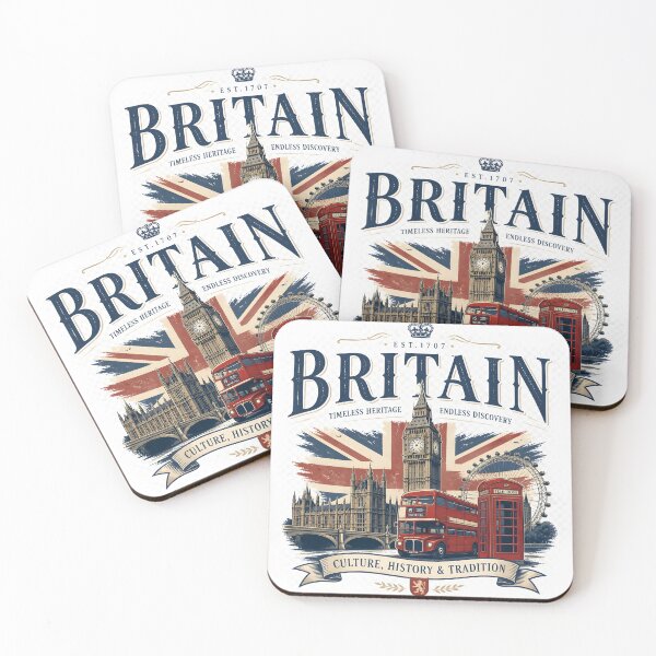 Item preview, Britain Vintage Travel Poster – Big Ben, London Bus & Union Jack | British Culture & Heritage Design designed and sold by ColorClouds.