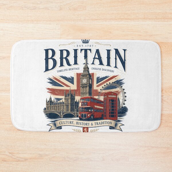 Item preview, Britain Vintage Travel Poster – Big Ben, London Bus & Union Jack | British Culture & Heritage Design designed and sold by ColorClouds.