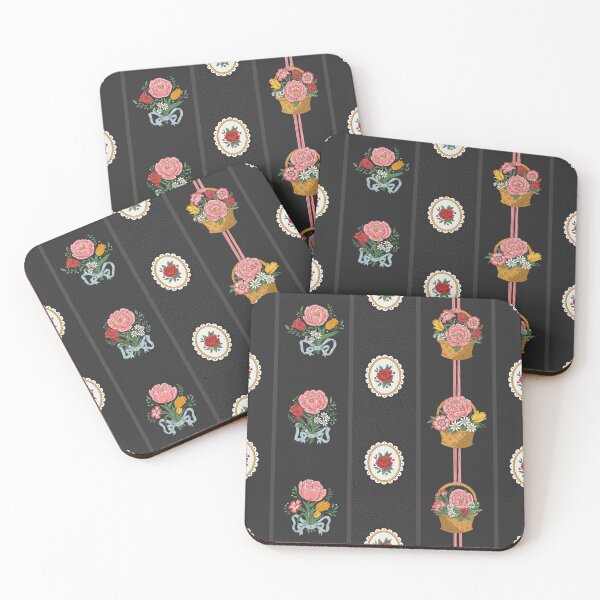 Item preview, Victorian Floral Stripe – Bouquets & Flower Baskets - Black designed and sold by vaner-vaner.