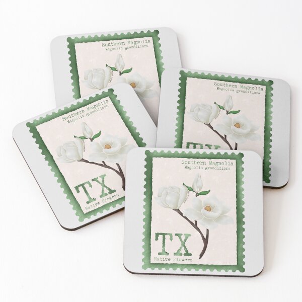 Item preview, Texas Native Flower Southern Magnolia Watercolor Vintage Postage Stamp designed and sold by Marguerite Artistry.