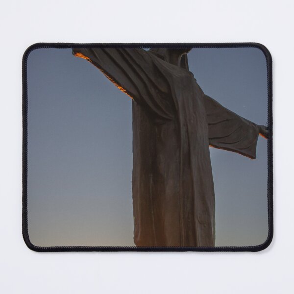 Item preview, Bronze Christ Statue With Outstretched Arms At Sunset Over Coastal Hills And Ocean designed and sold by Nmallia.