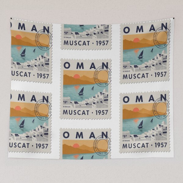 Item preview, Muscat Oman Coastal Postage Stamp Travel Sticker designed and sold by stickercuffs.