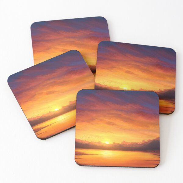 Item preview, Orange sunset over the lake, trees and mountains designed and sold by Witseart.