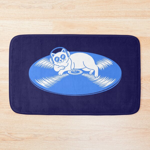 Item preview, DJ Cat Blue Vinyl Record Retro Art For Music Lovers designed and sold by roarsomethings.
