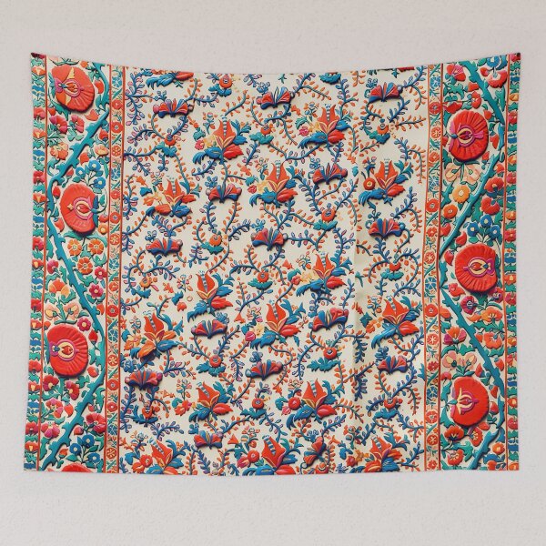 Item preview, Shakhrisyabz Suzani Uzbekistan Embroidery Print designed and sold by Vicky Brago-Mitchell®.