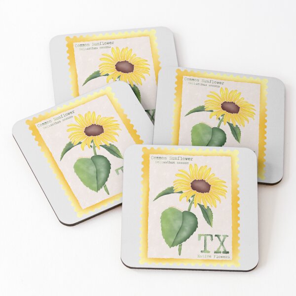 Item preview, Texas Native Flower Common Sunflower Watercolor Vintage Postage Stamp designed and sold by Marguerite Artistry.