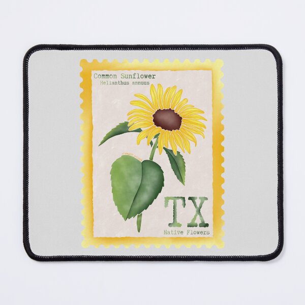Item preview, Texas Native Flower Common Sunflower Watercolor Vintage Postage Stamp designed and sold by Marguerite Artistry.