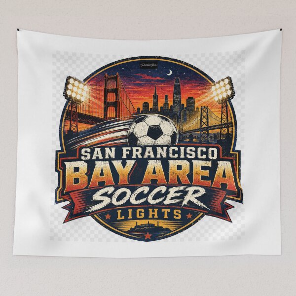 Item preview, San Francisco Bay Area Soccer Lights – Retro Match Day Design designed and sold by MySheetMusicArt.
