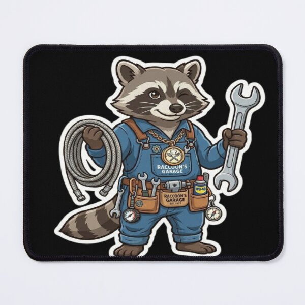 Item preview, Mechanic Raccoon with Tools Illustration designed and sold by DailySparks.