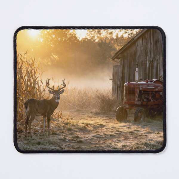 Item preview, Buck Deer and Old Tractor by a Barn designed and sold by Maria Dryfhout.