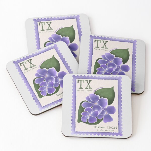 Item preview, Texas Native Flower Common Violet Watercolor Vintage Postage Stamp designed and sold by Marguerite Artistry.