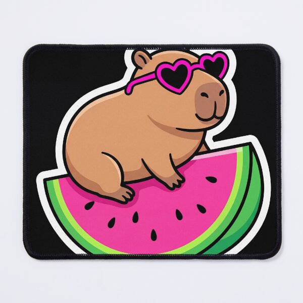 Item preview, Cute capybara with heart sunglasses on a watermelon designed and sold by Lucysthoughts.