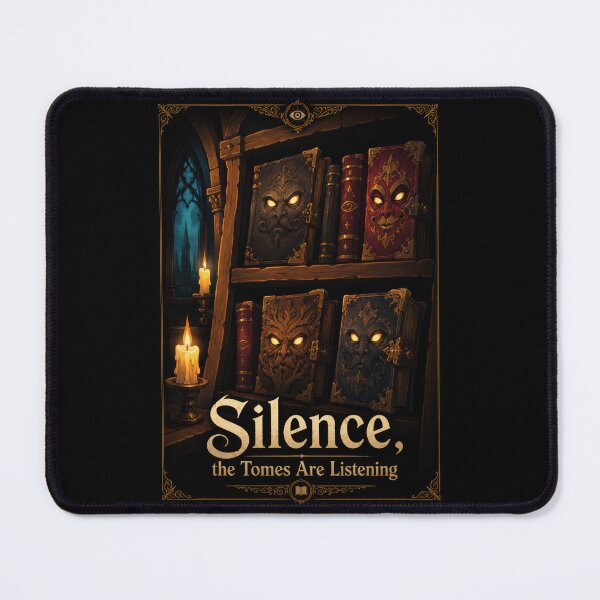 Item preview, Silence the Tomes Are Listening Dark Fantasy Poster designed and sold by Sketchlegacy.