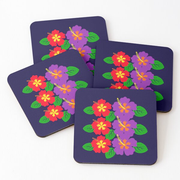 Item preview, Tropical Hibiscus Flowers Red and Purple Pattern designed and sold by SolutionsArt.