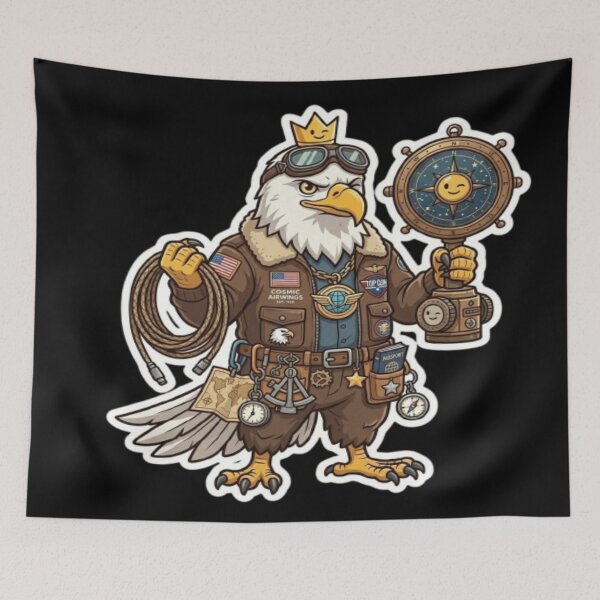 Item preview, Adventurous Eagle Pilot with Compass Illustration designed and sold by DailySparks.