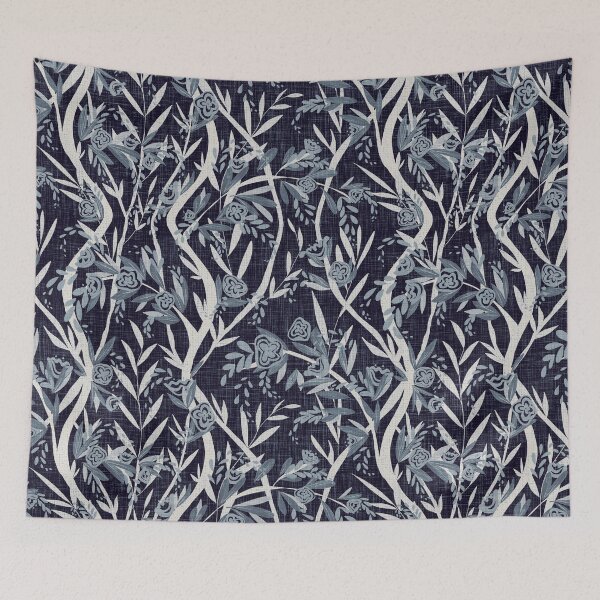 Item preview, French Textured Floral Vine Chintz - Navy Denim Blues designed and sold by LoveAlways-AEP.