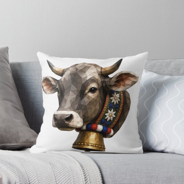 Item preview, Copy of Geometric Black and White Cow, Low Poly Cow Head, Modern Animal Art designed and sold by filou designs.