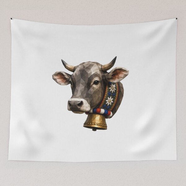 Item preview, Copy of Geometric Black and White Cow, Low Poly Cow Head, Modern Animal Art designed and sold by filou designs.