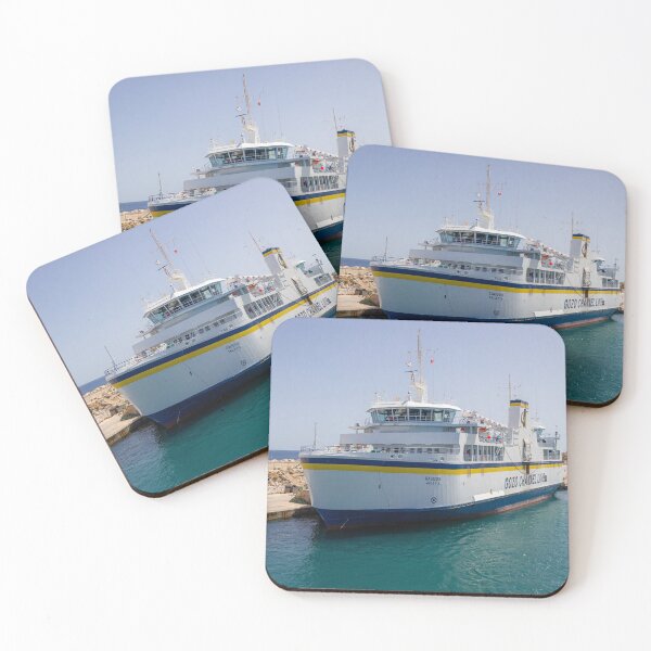 Item preview, Gozo Channel Lines Ferry Docked at Maltese Harbor With Clear Blue Sea and Sunny Sky designed and sold by Nmallia.