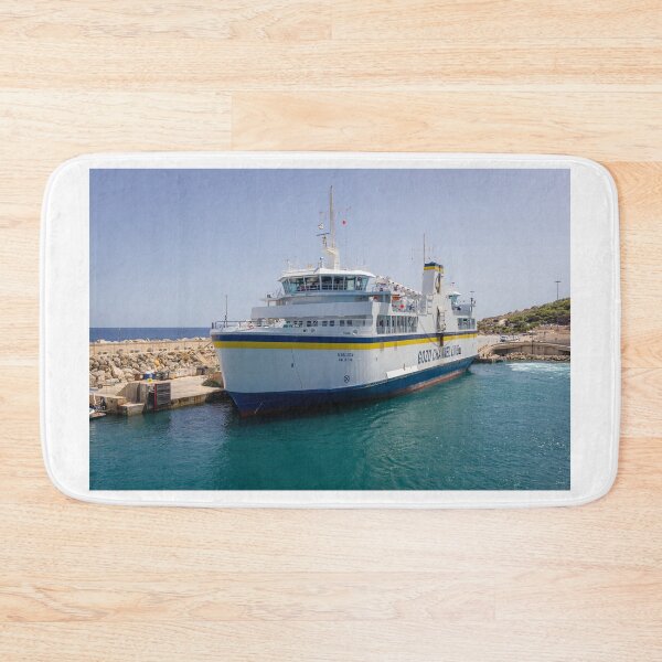 Item preview, Gozo Channel Lines Ferry Docked at Maltese Harbor With Clear Blue Sea and Sunny Sky designed and sold by Nmallia.