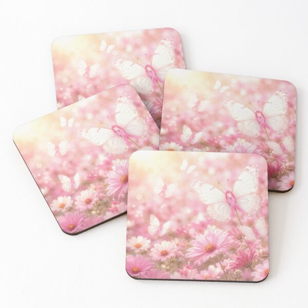 Item preview, Pink Ribbon Butterfly in Pink Daisy Garden designed and sold by Maria Dryfhout.
