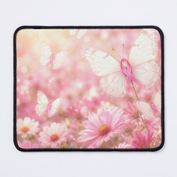 Item preview, Pink Ribbon Butterfly in Pink Daisy Garden designed and sold by Maria Dryfhout.