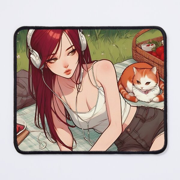 Item preview, girl having a picnic with her cat designed and sold by MarstaKola.