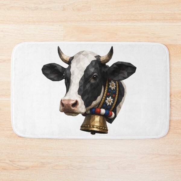 Item preview, Geometric black and white cow, low poly cow head, modern animal art designed and sold by filou designs.