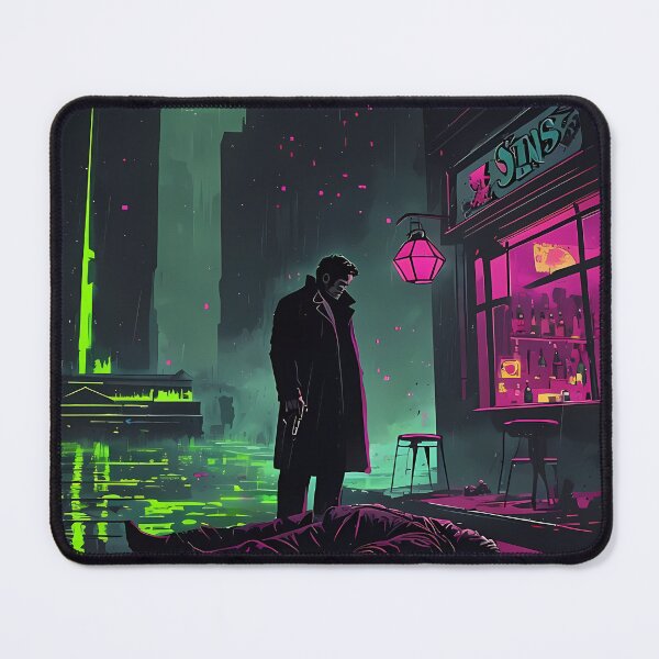 Item preview, 7 Sins Bar - Cyberpunk Noir Sci Fi Detective Art designed and sold by Modern Nest Art.