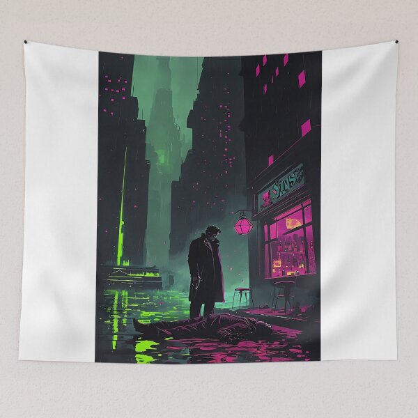 Item preview, 7 Sins Bar - Cyberpunk Noir Sci Fi Detective Art designed and sold by Modern Nest Art.