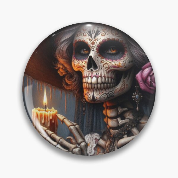 Item preview, Day of the Dead Sugar Skull Woman with Candle — Dia de los Muertos Dark Fantasy Art designed and sold by Beyond The Canvas.