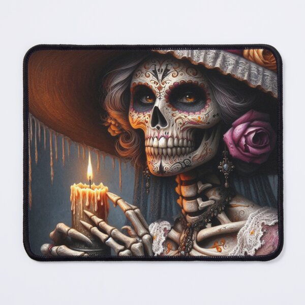 Item preview, Day of the Dead Sugar Skull Woman with Candle — Dia de los Muertos Dark Fantasy Art designed and sold by Beyond The Canvas.