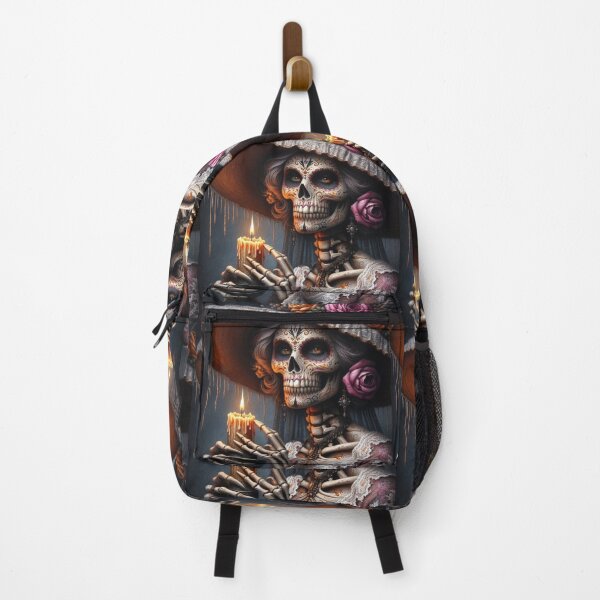Item preview, Day of the Dead Sugar Skull Woman with Candle — Dia de los Muertos Dark Fantasy Art designed and sold by Beyond The Canvas.