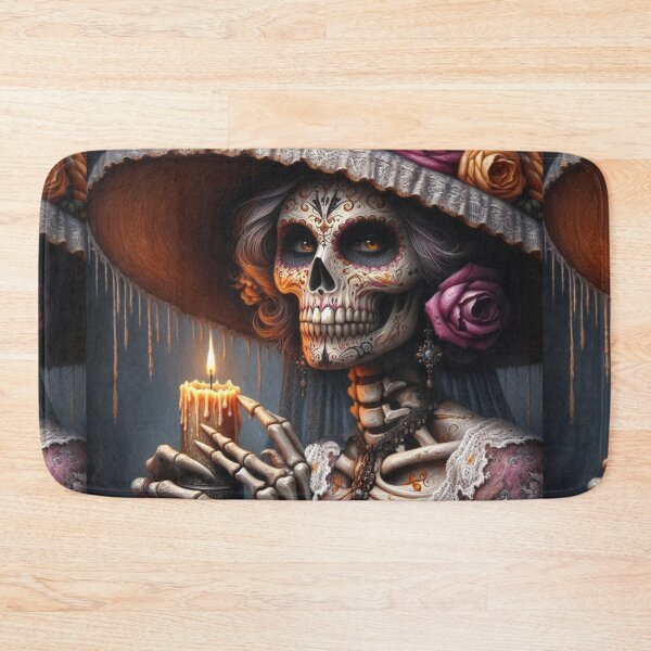 Item preview, Day of the Dead Sugar Skull Woman with Candle — Dia de los Muertos Dark Fantasy Art designed and sold by Beyond The Canvas.