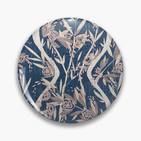 Item preview, French Textured Floral Vine Chintz - Vintage Chambray Navy Neutrals designed and sold by LoveAlways-AEP.