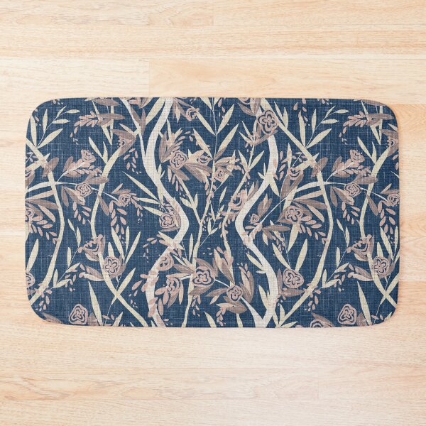 Item preview, French Textured Floral Vine Chintz - Vintage Chambray Navy Neutrals designed and sold by LoveAlways-AEP.