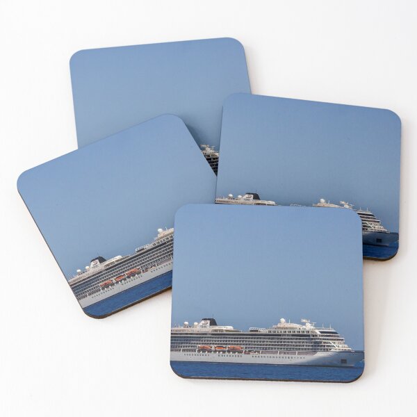 Item preview, Luxury Cruise Ship Sailing On Calm Blue Sea Near Rocky Coastline Under Clear Sky designed and sold by Nmallia.