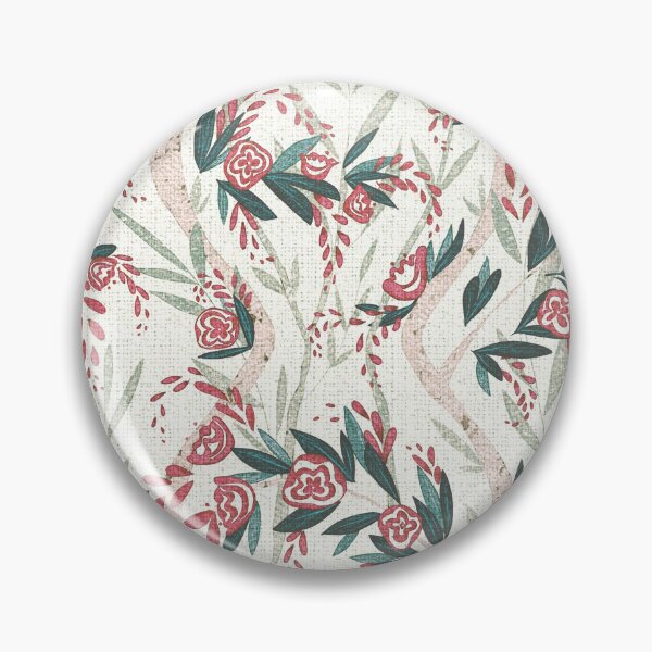 Item preview, French Textured Floral Vine Chintz - Rose Swiss Coffee Emerald Mint  designed and sold by LoveAlways-AEP.