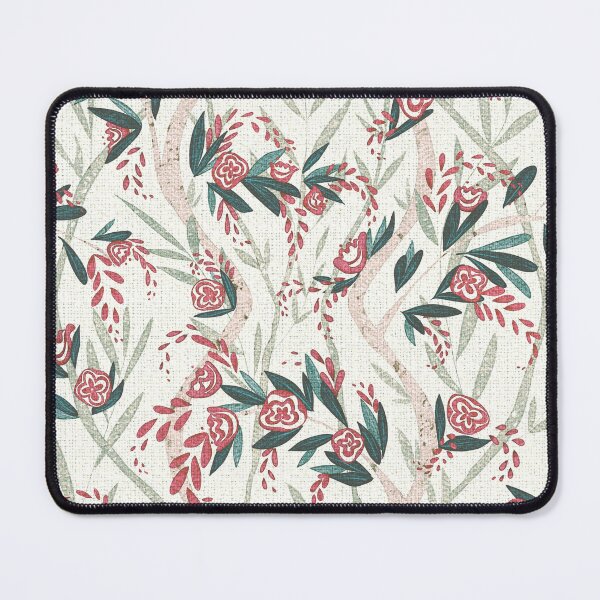 Item preview, French Textured Floral Vine Chintz - Rose Swiss Coffee Emerald Mint designed and sold by LoveAlways-AEP.