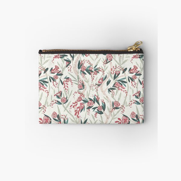 Item preview, French Textured Floral Vine Chintz - Rose Swiss Coffee Emerald Mint  designed and sold by LoveAlways-AEP.